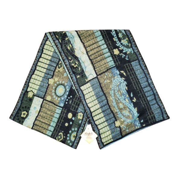 NWT Rapti 100% Cashmere Moss Green Paisley Floral Infinity Scarf - Picture 2 of 7